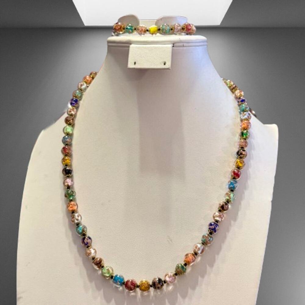 Venetian Cornaro Murano Glass Beaded Necklace & Bracelet Set - Picture 9 of 10